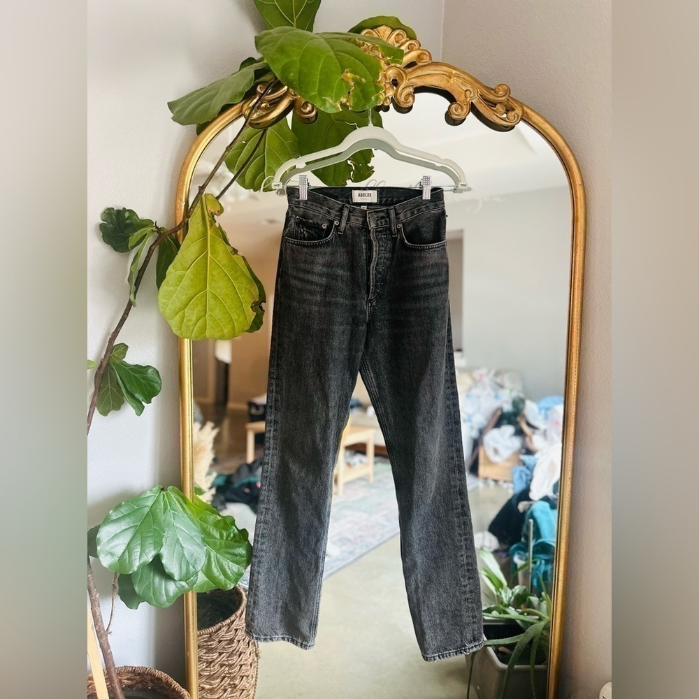 Agolde Lana High rise straight black gray jeans size 24 26